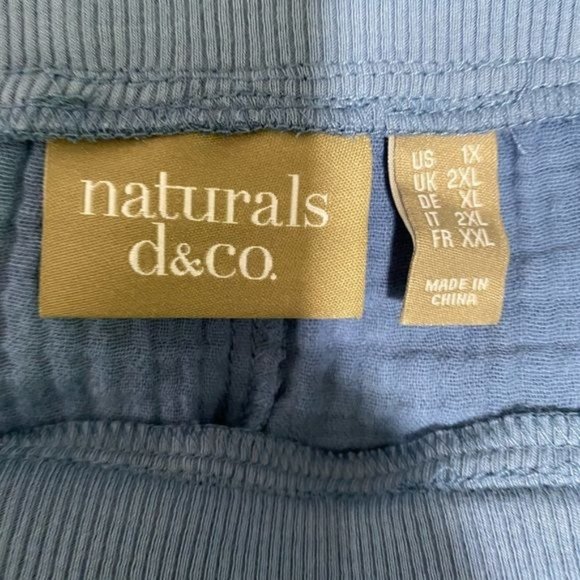 Naturals d & co women’s cotton pants wide leg light blue pull on elastic size 1X - Picture 6 of 11